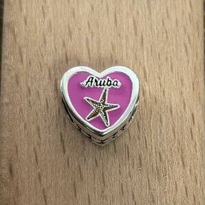 Pandora Aruba Exclusive Travel Heart Charm Pendant, S925 Silver Bracelets